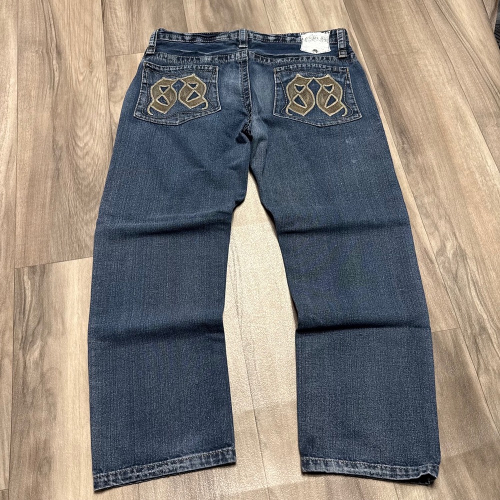 True Republic Mens 36x30 Blue Denim Straight Leg Embroidered Pocket Jeans 1110